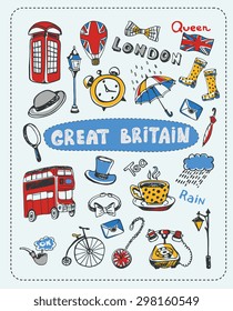 United Kingdom doodle sketch illustration. 