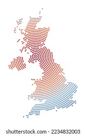 United Kingdom dotted map. Digital style shape of the United Kingdom. Tech icon of the country with gradient dots. Stylish vector illustration.