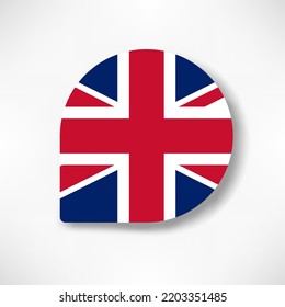United Kingdom drop flag icon with shadow on white background.