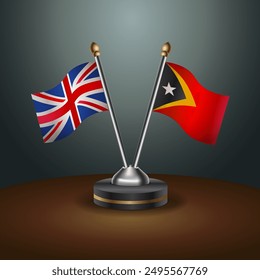 United Kingdom and East Timor crossed flags on gradient color background