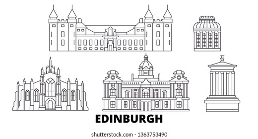 United Kingdom, Edinburgh line travel skyline set. United Kingdom, Edinburgh outline city vector illustration, symbol, travel sights, landmarks.