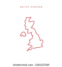 United Kingdom editable outline map. British red border. Country name. Adjust line weight. Change to any color. Vector illustration.