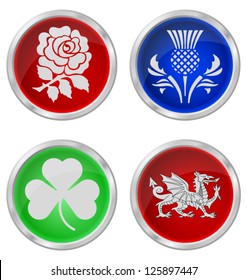 United Kingdom emblem buttons isolated on white background