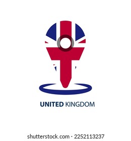 United Kingdom, England flag, map and glossy button, vector illustration