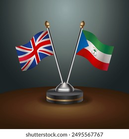 United Kingdom and Equatorial Guinea crossed flags on gradient color background