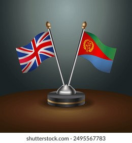 United Kingdom and Eritrea crossed flags on gradient color background