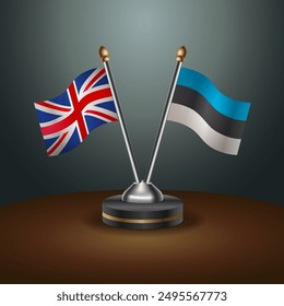 United Kingdom and Estonia crossed flags on gradient color background