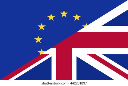 United Kingdom and European union flags combined for the 2016 referendum, vector illustration