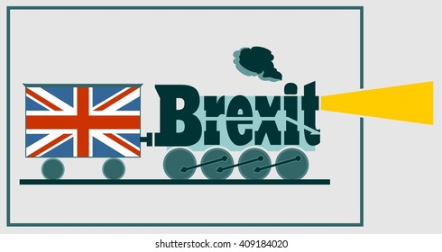United Kingdom exit from European Union relative image. Brexit named politic process. Referendum theme. Steam train as brexit word