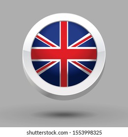 United Kingdom flag in 3D circle frame, can be used for independence day or any other events