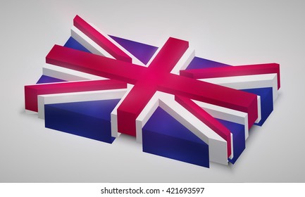United Kingdom flag in 3D, vector