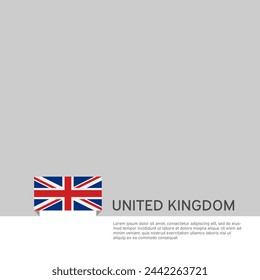United Kingdom flag background. State patriotic great britain banner, cover. Document template with uk flag, white background. National uk poster. Business booklet. Vector illustration, simple design