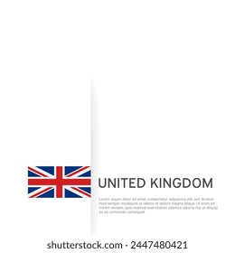 United Kingdom flag background. State patriotic great britain banner, cover. Document template with uk flag, white background. National uk poster. Business booklet. Vector illustration, simple design