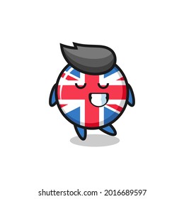 united kingdom flag badge cartoon illustration with a shy expression , cute style design for t shirt, sticker, logo element