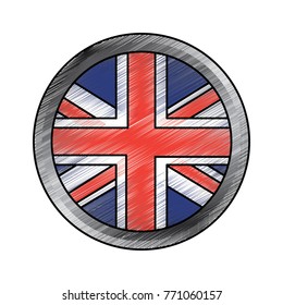 united kingdom flag badge round button