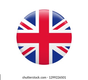 United Kingdom flag button on a white background. UK flag icon. Vector illustration