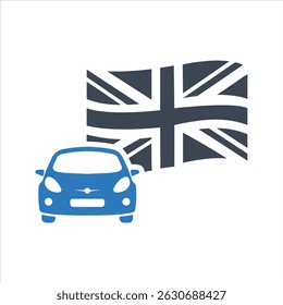 United kingdom flag with car icon