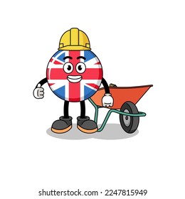 united kingdom flag cartoon as a contractor , character design