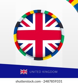 United Kingdom Flag with Colorful Circle Border. Vector icon.