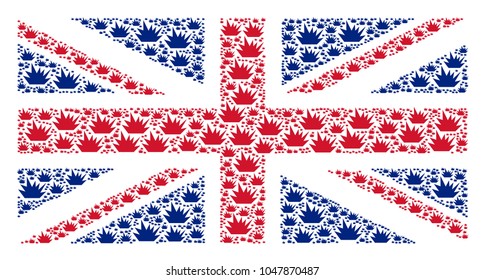 United Kingdom Flag composition composed of boom explosion pictograms. Vector boom explosion icons are combined into geometric British flag collage.