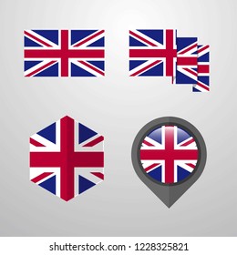 United Kingdom flag design set vector