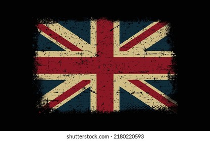 United Kingdom flag, distress UK flag vector