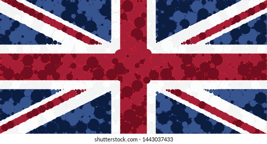 United Kingdom  flag distributed circles dots illustration