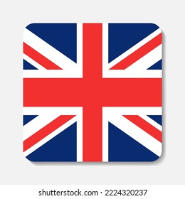 United Kingdom flag flat icon. Square vector element with shadow underneath. Best for mobile apps, UI and web design.