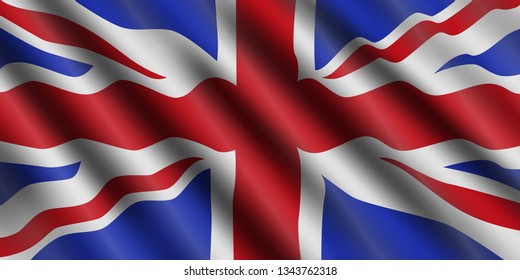 
United Kingdom flag flowing background. Great Britain. Vector illustration.