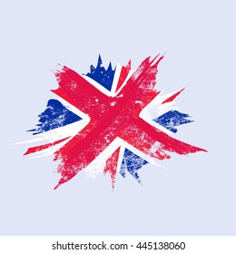 United Kingdom flag in grunge. Vector.