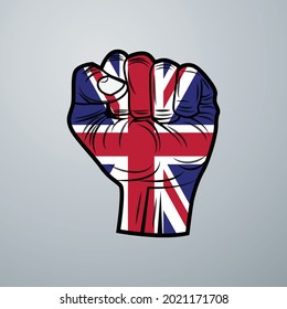 United Kingdom Flag with Hand Design isolated on white background. Vector illustration
