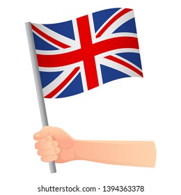 United Kingdom flag in hand. Patriotic background. National flag of United Kingdom vector illustration