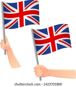 United Kingdom flag in hand. Patriotic background. National flag of United Kingdom vector illustration