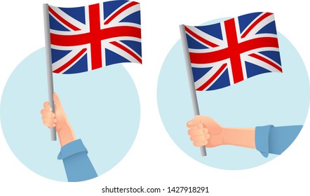 United Kingdom flag in hand. Patriotic background. National flag of United Kingdom vector illustration