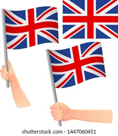 United Kingdom flag in hand. Patriotic background. National flag of United Kingdom vector illustration