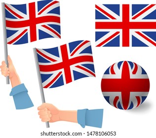 United Kingdom flag in hand set. Ball flag. National flag of United Kingdom vector illustration
