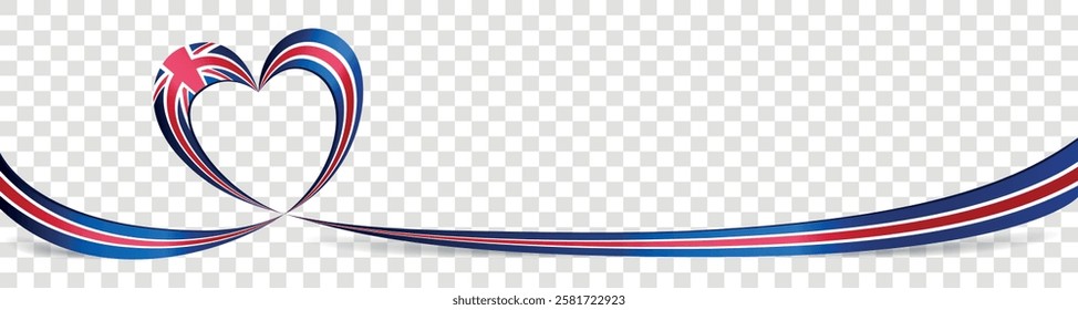 United Kingdom flag heart banner ribbon vector illustration on transparent background isolated