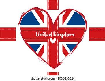 United kingdom flag in heart shape vector design stock