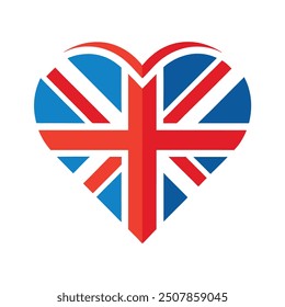 United Kingdom flag and in heart shape