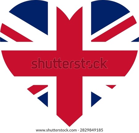 United Kingdom flag heart shape vector illustration. British Union Jack national symbol heart icon graphic design