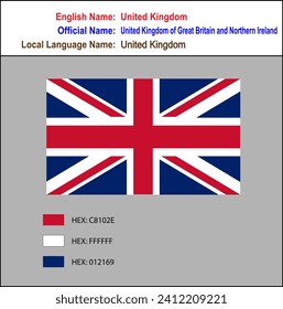 United Kingdom flag with HEX coed of color