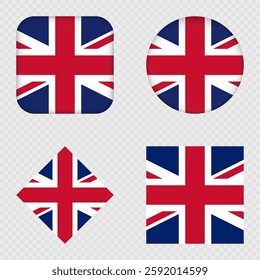 United Kingdom Flag Icons Pack. Vector illustration.