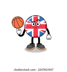 united kingdom flag illustration as a basketball player , character design