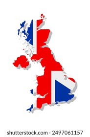 United Kingdom - Flag inscribed in the contour of the country. Vector illustration.