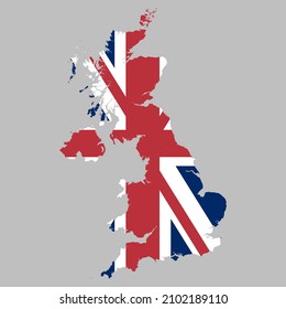 United Kingdom flag inside the British map borders vector illustration 