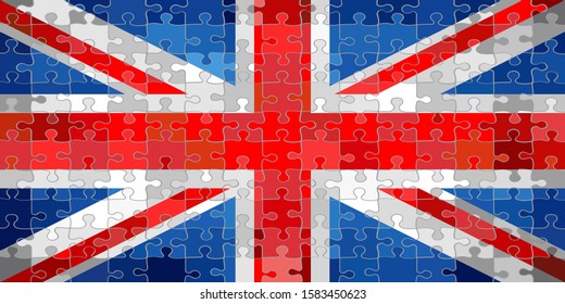 United Kingdom flag made of puzzle background - Illustration