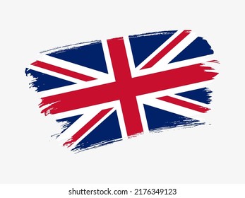 United Kingdom flag made in textured brush stroke. Patriotic country flag on white background