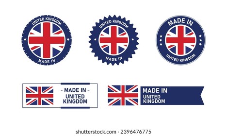 United Kingdom flag, Made in UK. Tag, Seal, Stamp, Flag, Icon vector