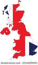 United Kingdom Flag in Map, Britain Map with Flag, Map of United Kingdom, Map with Flag, Nation Flag United Kingdom