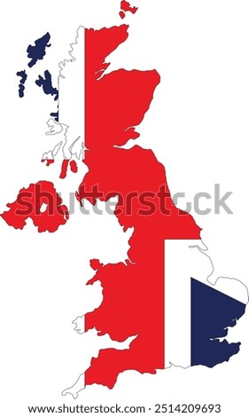 United Kingdom Flag in Map, Britain Map with Flag, Map of United Kingdom, Map with Flag, Nation Flag United Kingdom